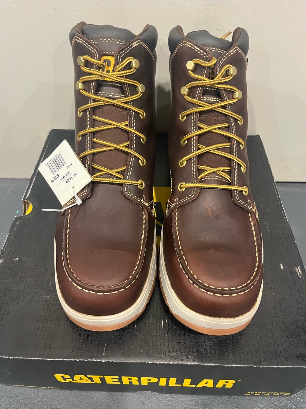 Caterpillar Friar Work Boots Men’s 14 Brown Waterproof Composite Toe P91402
